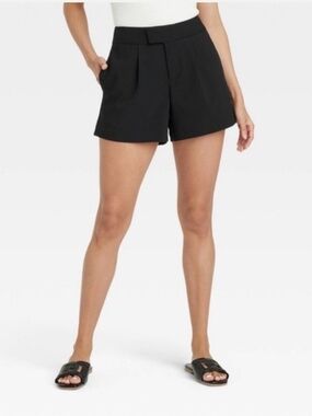 a new day Black High-Waist Pleated Trouser Shorts